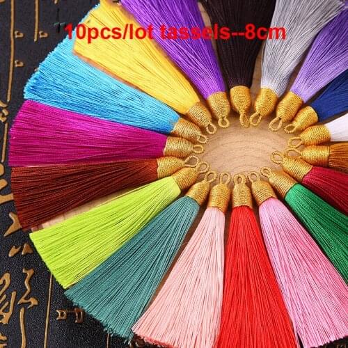 10pcs/lot 8.5cm Silk Tassel With Circle Pendant Accessories Handmade Crafts for DIY Earrings Jewelry Making Findings