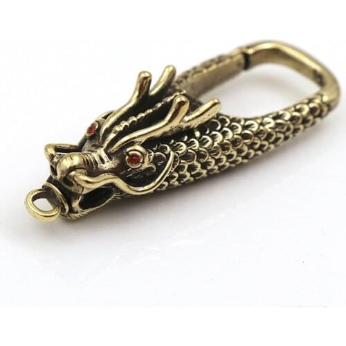 1pc100% Solid Brass Dragon Eye Carabiner Camping Clip Outdoor Key Ring Clip Keychain Holder Keyring Hang Buckle Hook Carabiner