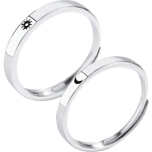 2 Pcs Sun and Moon Lover Couple Rings Set Love men and women ring gifts Promise Wedding Bands for Him and Her Jewerly Gift