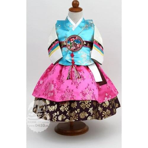 2020 New Children Dress Girl Kid Oriental Traditional Korean Clothing Costume Hanbok Dress Childrens Sets Princess Dress