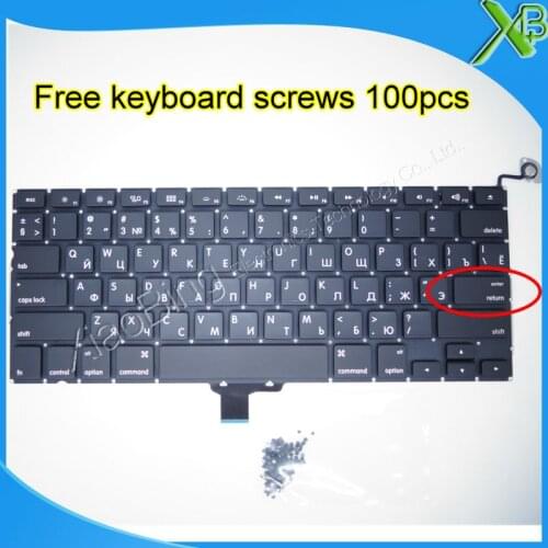 5PCS--Brand New For MacBook Pro 13.3" A1278 Small Enter RS Russian keyboard+100pcs keyboard screws 2008-2012 Years