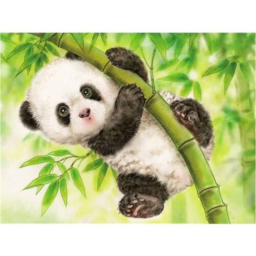BMBY-Diamond Painting Diamond Full Diamond Round Diamond Cross Living Room Decoration Crafts Panda Bamboo