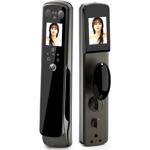 Automatic smart fingerprint lock anti-theft door face recognition door lock with peephole surveillance camera password electroni