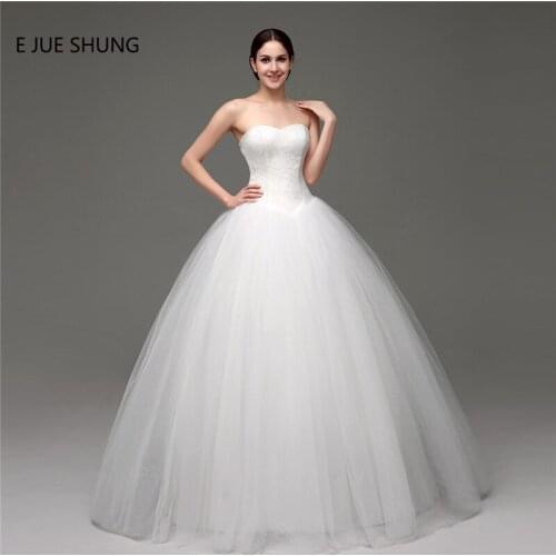 E JUE SHUNG White Simple Ball Gown Wedding Dresses Sweetheart Cute Cheap Bridal Dresses Wedding Gowns robe mariage