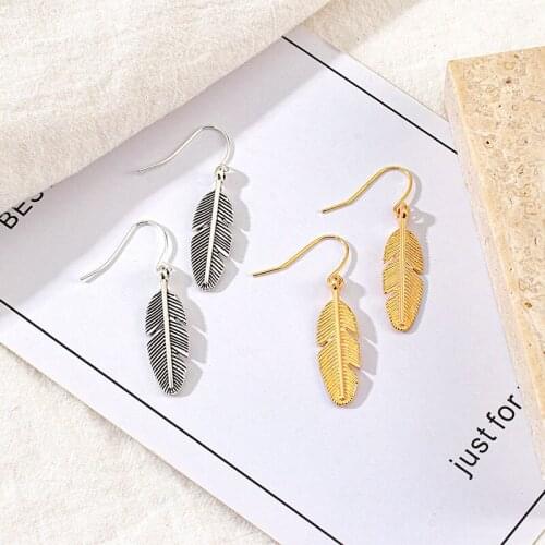 BFH New Fashion Earrings For Women Feather Shape Gold Colour Dorp Earrings Jewelry 2021 Trendy Geometric kolczyki Hoop Earrings