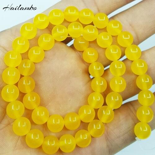 New Arrival 6mm 8mm 10mm Natural Yellow Agate Round Bead For Making Jewelry DIY Necklace Bracelet Loose Beads Strand #LS10