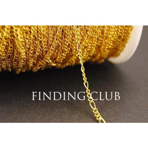 5 Meters 6x2mm Gold Iron Metal Figaro Mother and Son Chain Jewelry Necklace Findings