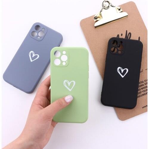 Luxury Love Heart Personality Liquid Silicone Phone Case Cover For iPhone 11 12 Pro Max Mini X XR XS 7 8 Plus Shockproof Cover