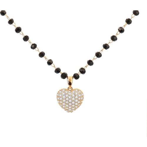 CZ Zircon Gold Heart Chokers Necklaces for Women Female Rhinestone Beads Chain Cute Love Charm Trendy Jewelry Accessories 2021