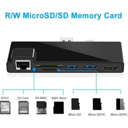 RJ45 Type C HUB Docking Station USB Adapter 4K Replicator HDMI For Microsoft Surface Pro 4 Line Cord concentrator #610