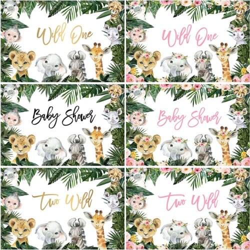 Wild One Backdrop for Safari Baby Shower Birthday Party Photography Background Two Wild Animal Party Decoration Poster Wallpaper
