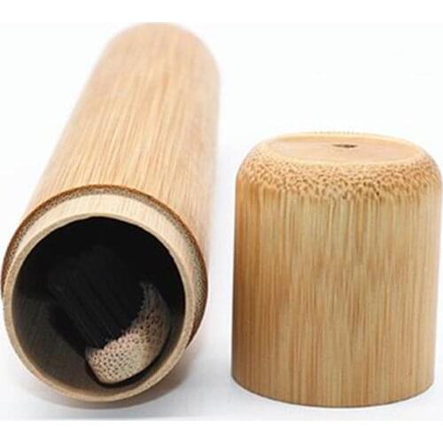 1PC Natural Bamboo Toothbrush Holders Portable Travel Packing Case Handmade Toothbrush Storage Tube Containers With Lid 22cm