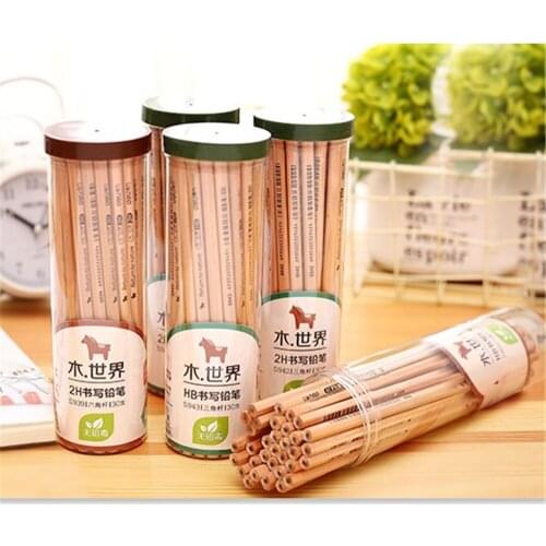 30pcs/box Pencils Black HB 2B 2H Art Drawing Writing Sketch Non-toxic Six Corners