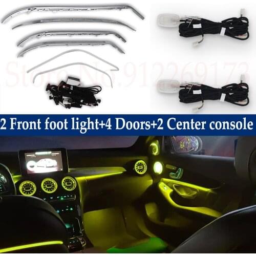 12/64 Color Dashboard Ambient Light LED Footlight Kit For Mercedes Benz C GLC Class Coupe W205 X253 AMG C63 C43 Door Light 14-21
