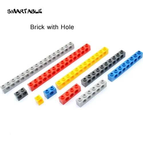 Smartable Technic Bricks with Holes Building Blocks MOC Parts DIY Toys Compatible All Brands Technic Toys 100g/lot Mixed Colors