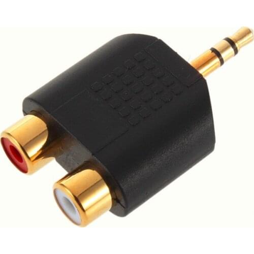 M/F Connector 3.5mm Stereo Male To 2X RCA Female Adapter Male Jack Out Plug To 2 RCA Female Splitter Adapter 1000pcs/lot