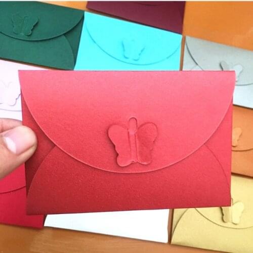 10.5x7cm Mini Small 10pcs/pack Cute Iridescent Paper Envelopes Gift Bank Card Envelope Storage Red Kraft Green Silver Gold Color