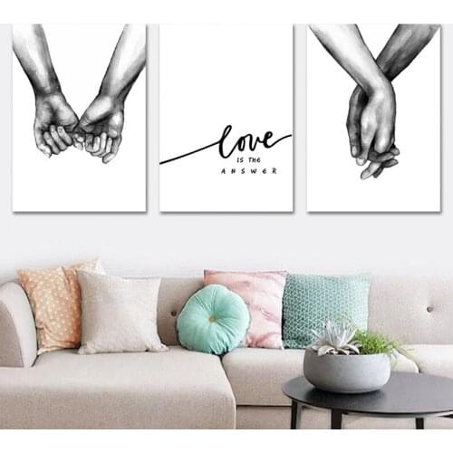 Minimalist Black and White Love Poster Abstract Quotes Painting Canvas Print Paintings Wall Art Picture for Home
