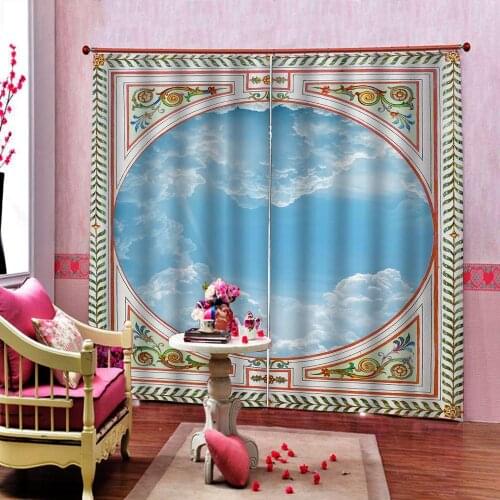 Photo Fashion Customized 3D Curtains blue sky Blackout curtains for living room bedroom home drapes