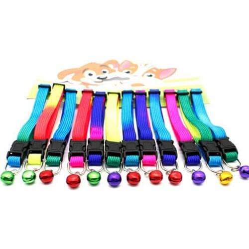 Fashion Colorful Pet dog cat Collar nylon cat dog Neck Collar with bell adjustable dog collar for small animals pet products
