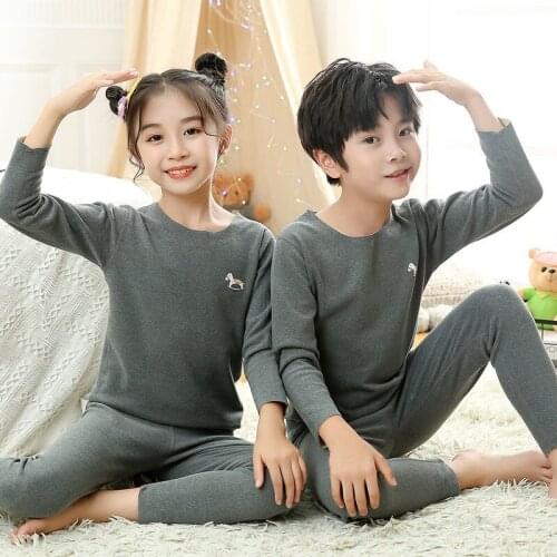 Toddler Girl Pajama Sets Baby Boy Thermal Underwear New Autumn Winter Kids Sleepwear Change Color Logo Homewear Children Clothes