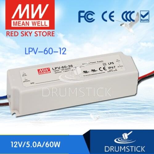 Smoothly MEAN WELL LPV-60-12 12V 5A meanwell LPV-60 60W Single Output LED Switching Power Supply