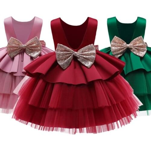 PLBBFZ Kids Evening Dresses Formal Cake Dress For Children Costume Sequin Party Dress Girl Infant Vestido Sleeveless 3-10 Years