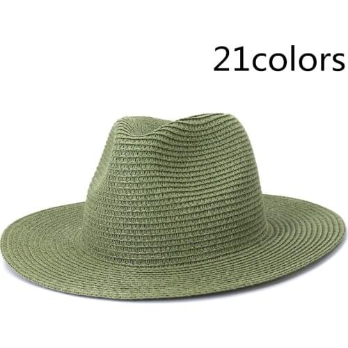 Summer Fashion 20colors Flat Brim Wide Brim Womens Strawhat Female Jazz Fedoras Hat Sun-shading Hat Mens Beach Sunhat Hat