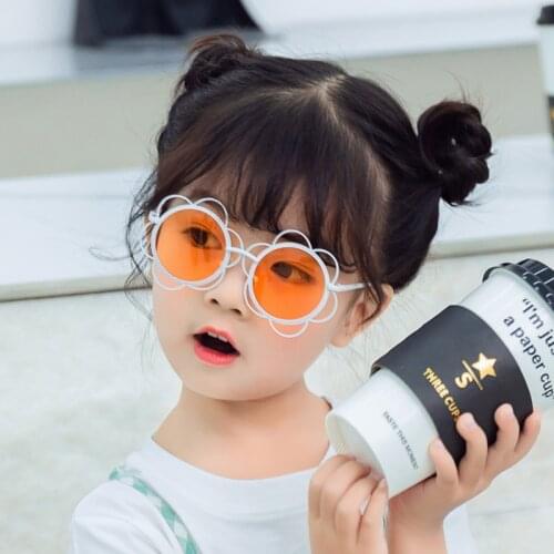 2021 NEW Sun Flower Round Cute Kids Sunglasses UV400 For Boy Girls Toddler Lovely Baby Sun Glasses Children Mirror Gradient