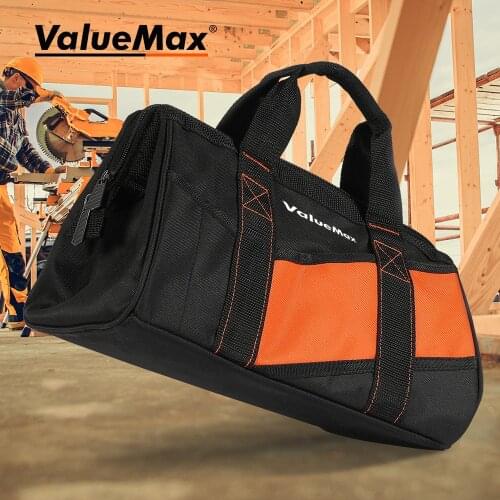 Valuemax 13‘’Wide Mouth Tool Bag Strong Bearing Capacity Multifunctional Bags Durable Construction Work Tool Bag Hand Bag