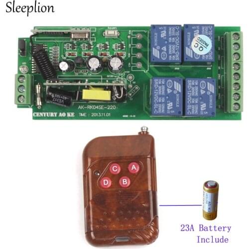 Sleeplion 315/433MHz Universal Wireless Remote Control Switch 85-250V 220V 4CH Relay Receiver Module 4 Channel RF Transmitter