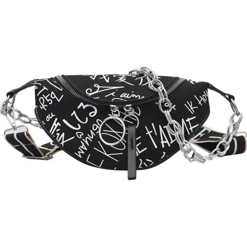 Ladies Printed Shoulder Bag 2021 Summer New Trendy Fashion Canvas Chest Bag Niche Shoulder Messenger Bag Wild Chain Waist Bag