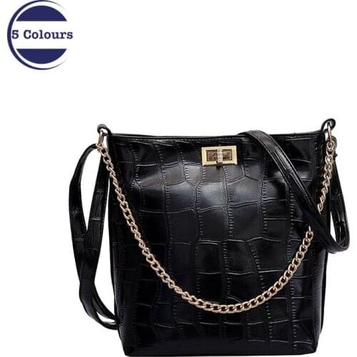 Retro Women Bag 2019 New Leather Luxury Handbags Women Bags Designer Crocodile Pattern Chain Wild Shoulder Bag Messenger Bag