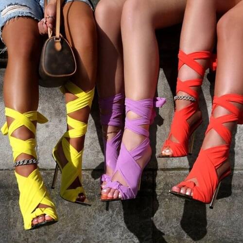 New Women Thin Heels Sandals Super High Heels for Women Shoes Sexy Cross-Tied Pumps Pointed Toe Party Shoes Bowknot Ladies Pumps