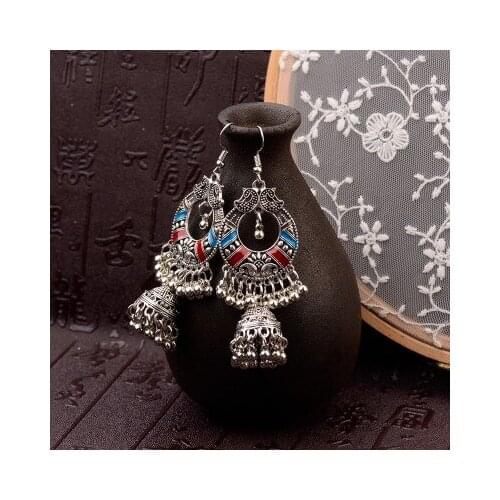 Middle East Amorous Feelings Restoring Ancient Ways Unique Personality Dancing Exaggerated Geometry Cage Pendant Earrings Women