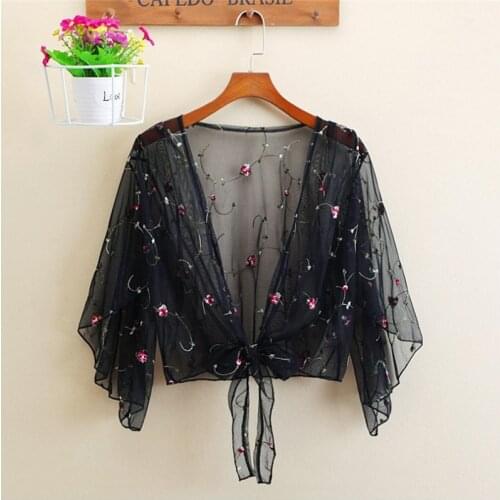 Women Ladies Lace Cardigan 2019 Summer Sunproof Blouse Outwear Female Hollow Out Casual Blouses Kimono Short Tops