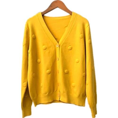 Knittied V-Neck Cardigan Loose Button Pockets Women Sweater 2020autumn Winter Vintage Fashion Long Sleeve Sweater Clothes Femme