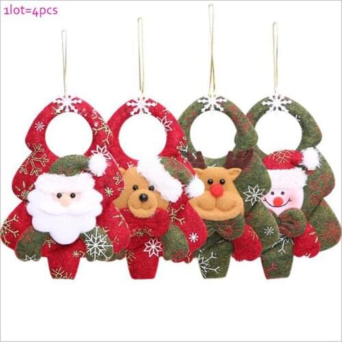 1Lot=4pcs Christmas Pendant & Drop Ornaments Decoration On Christmas Tree Santa Claus Snowman Bear Elk Toys As Christmas Gifts