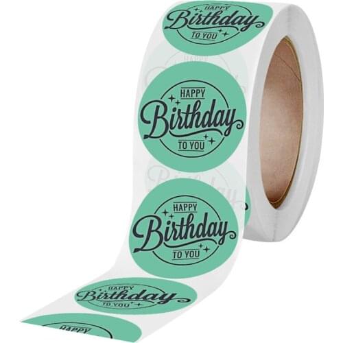 100-500pcs Happy Birthday Round Stickers Birthday Party Gift Packaging Seal Label Scrapbooking Cards Envelope Decoration Sticker