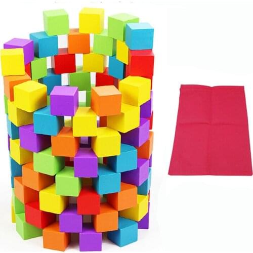 100pcs/set Wooden Cube Blocks Colorful Pieces for Children DIY Toys send Bag