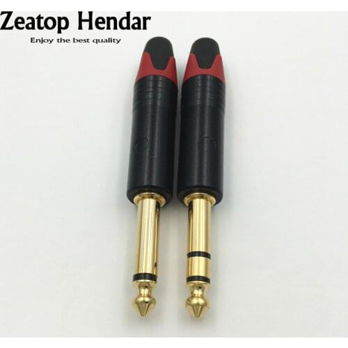 2Pcs Brass 6.35mm 2 3 Pole Mono Stereo Audio Jack 6.5 Amplifier Microphone Plug 6.35 Sophomore Core Solder DIY Connector
