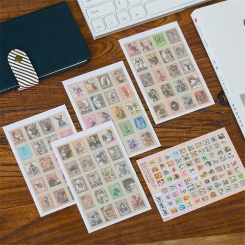 30packs/lot New DIY vintage Alice stamp paper sticker 4 sheets per set note sticker Decoration label students diy diary sticker
