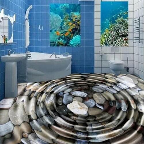 Beibehang Custom 3d floor 3D water ripples cobblestone floor wallpaper living room bedroom bathroom decoration