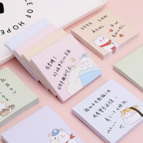 4/6Pcs Ins Wind Cute Note Book Student Creative Cartoon Sticky Note Message Memo Can Stick Notepad Portable Small Notebook