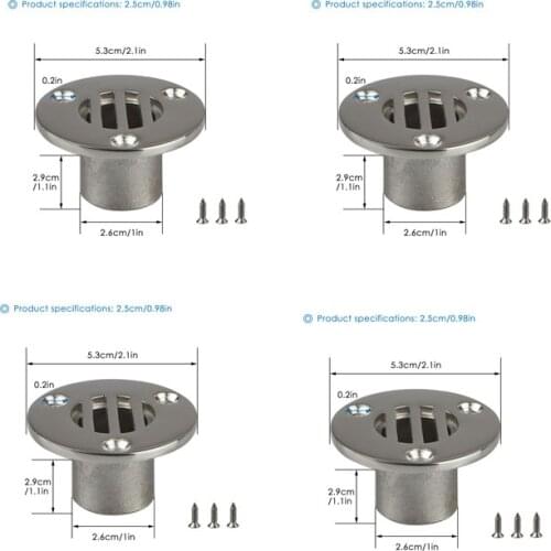 4PCS Yacht Stainless Steel 1"(25mm) Pipe Boat Deck Drain Floor Deck Drainage Fittings For Boat Rowing Boats Accessories Marine