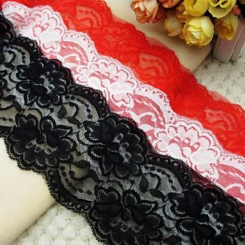 5 Yard/Lot 9CM wide black white stretch lace trim high-grade lace edge DIY bow clothing accessories