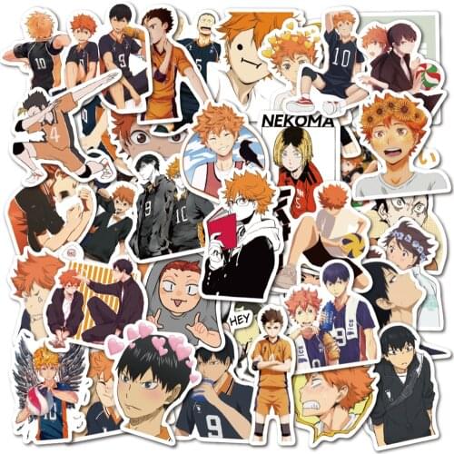 50 pcs Haikyuu Stickers Cartoon Stickers Vinyl Waterproof Stickers for Kids Teens Adults Luggage Laptop Bike Skateboard Supplies