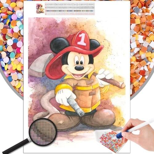 Diamond Painting Cartoon Theme Mickey Miner Animal Embroidery 5D DIY Square Round Photo Cross Stitch Mosaic Kit Home Decoration