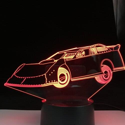 Car Series Iron Car 3D LED Lamp Acrylic Light Guide Plate Black Base Visual Illusion Night Light for Home Decor USB Charging