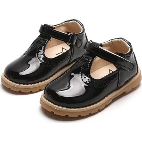 Spring Autumn Girls Leather Shoes Retro Kids Shoes For Childrens Princess Soft Anti-slip Sneakers Student Baby Flat Sandals